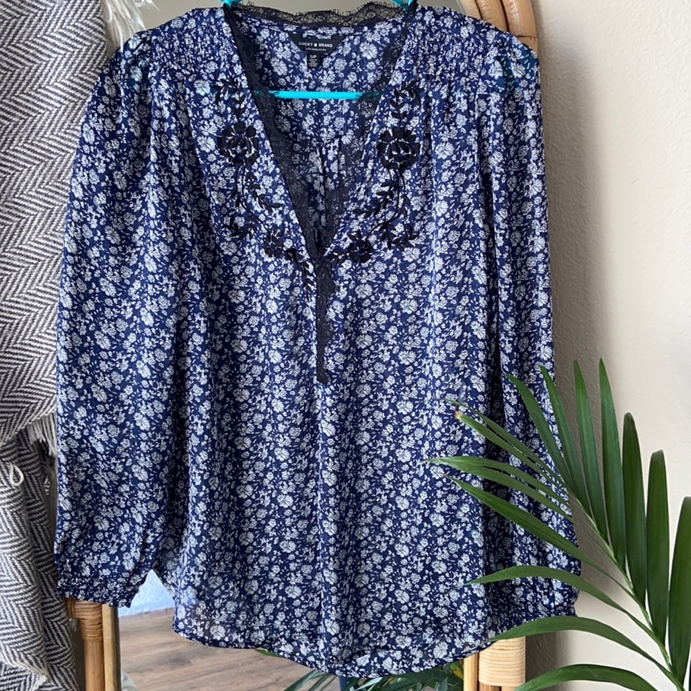 Lucky Sheer Embroidered Top